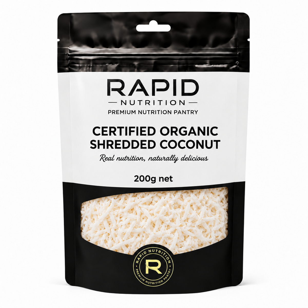 Organic Shredded Coconut - 200 g - Rapid Nutrition Pantry pouch