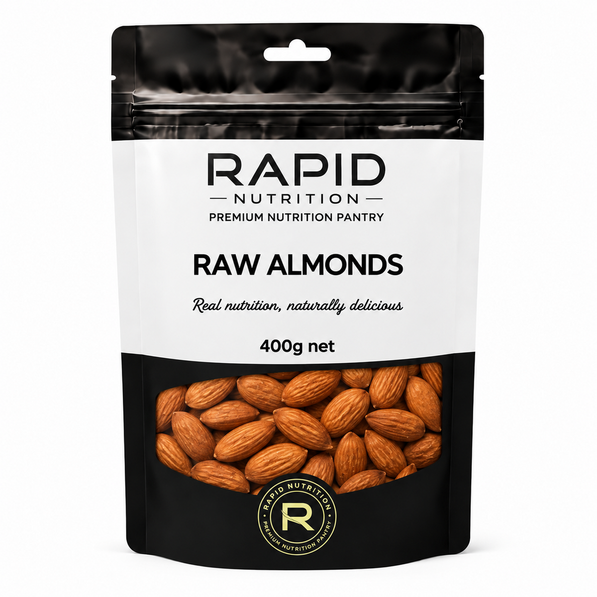 Raw Almonds - 400 g - Rapid Nutrition Pantry pouch