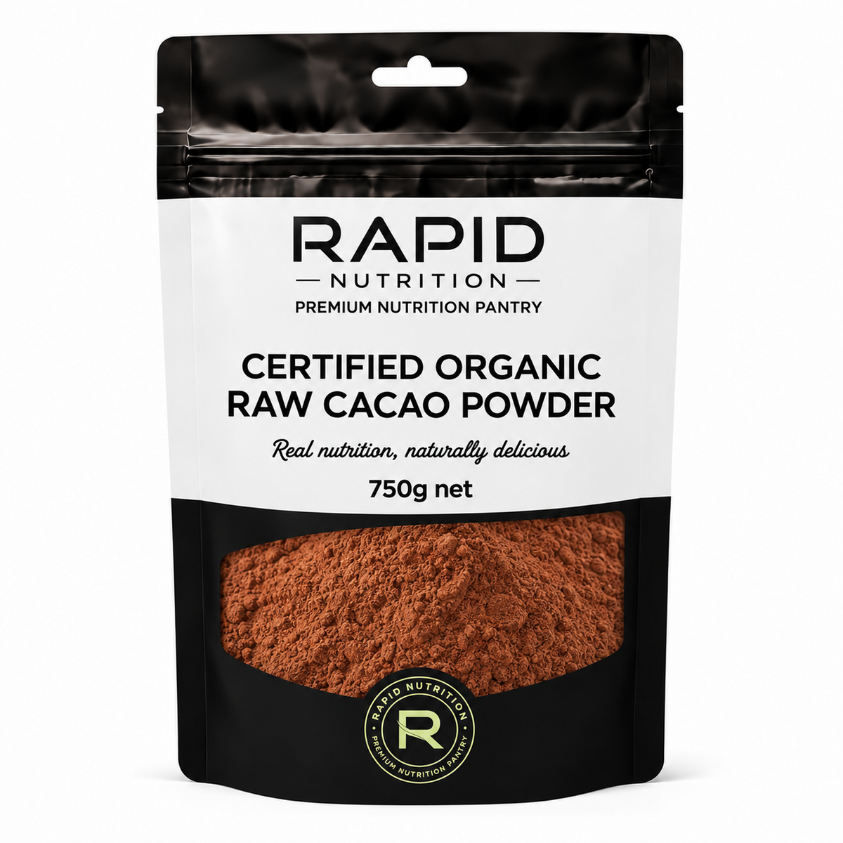 Organic Raw Cacao Powder - 750 g - Rapid Nutrition Pantry pouch