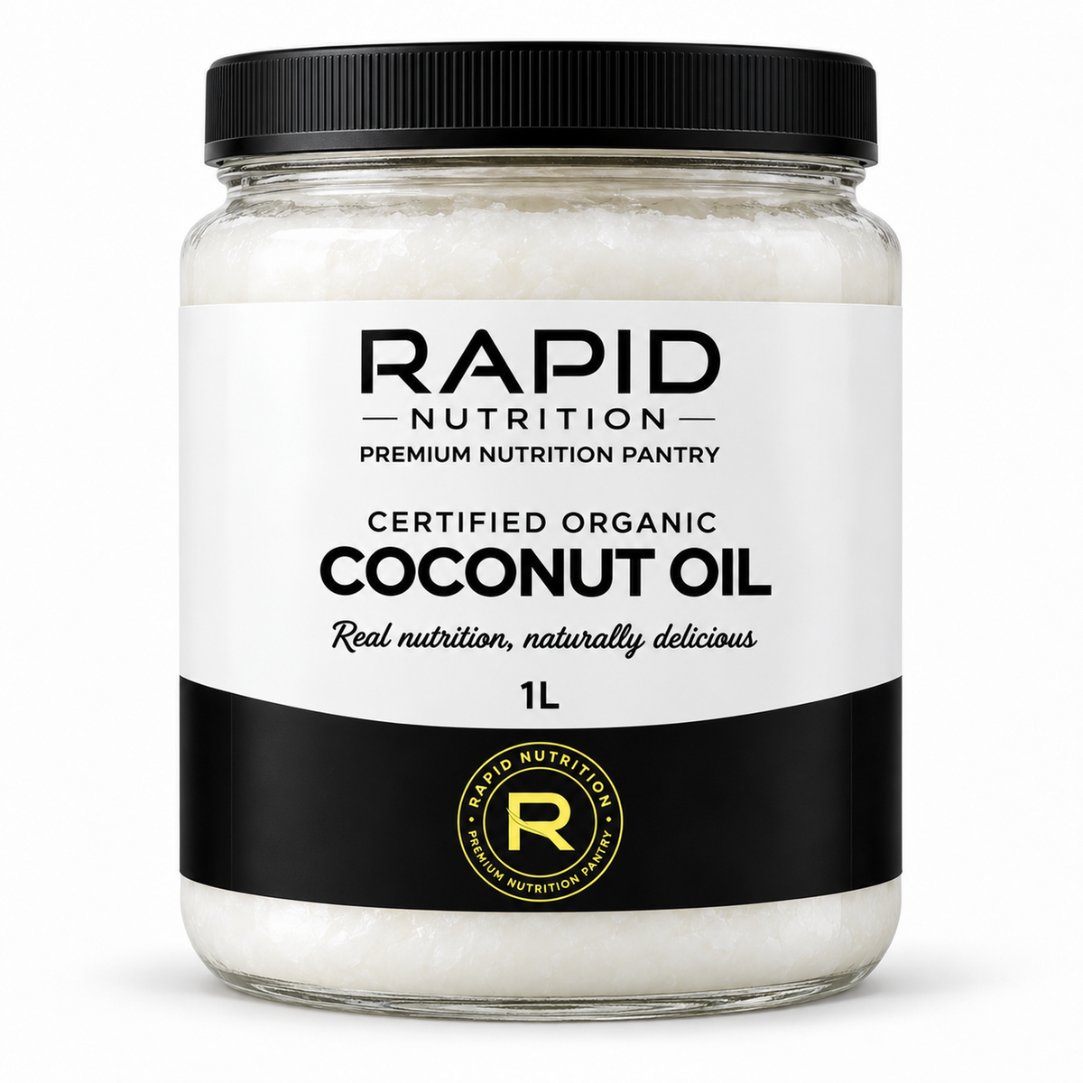 Organic Coconut Oil 1 L - Rapid Nutrition Pantry jar