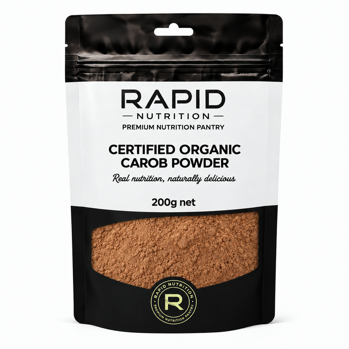 Organic Carob Powder - 200 g - Rapid Nutrition Pantry pouch