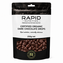 Organic Dark Chocolate Drops - 250 g - Rapid Nutrition Pantry pouch