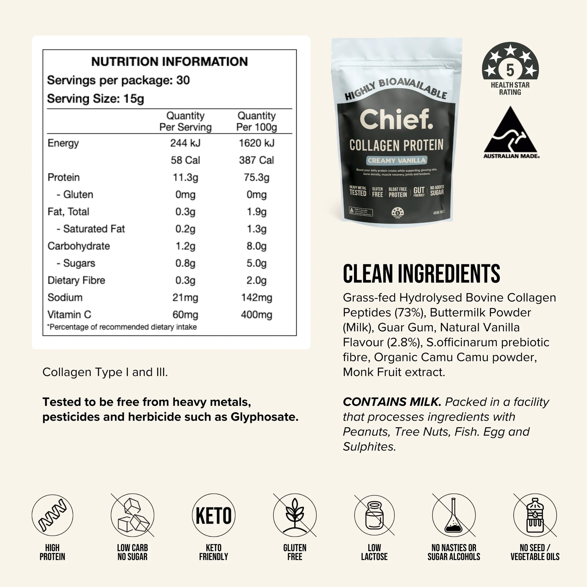Chief Grass-fed Collagen Protein Powder