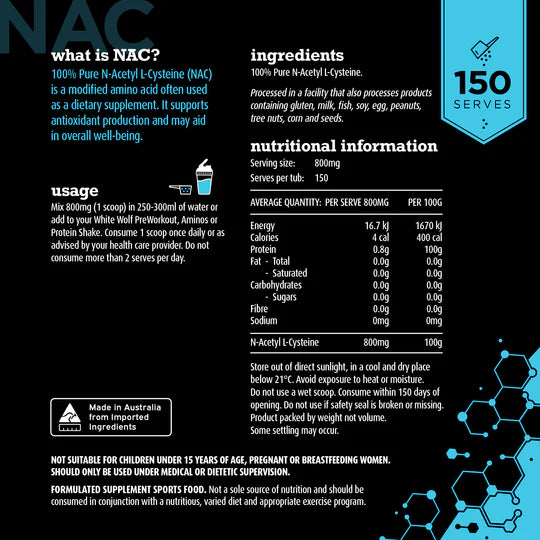 White Wolf Nutrition NAC 120g