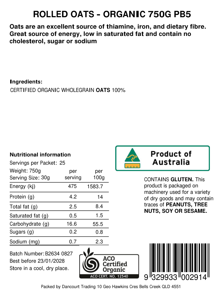 Original product back label, barcode 9329933002914